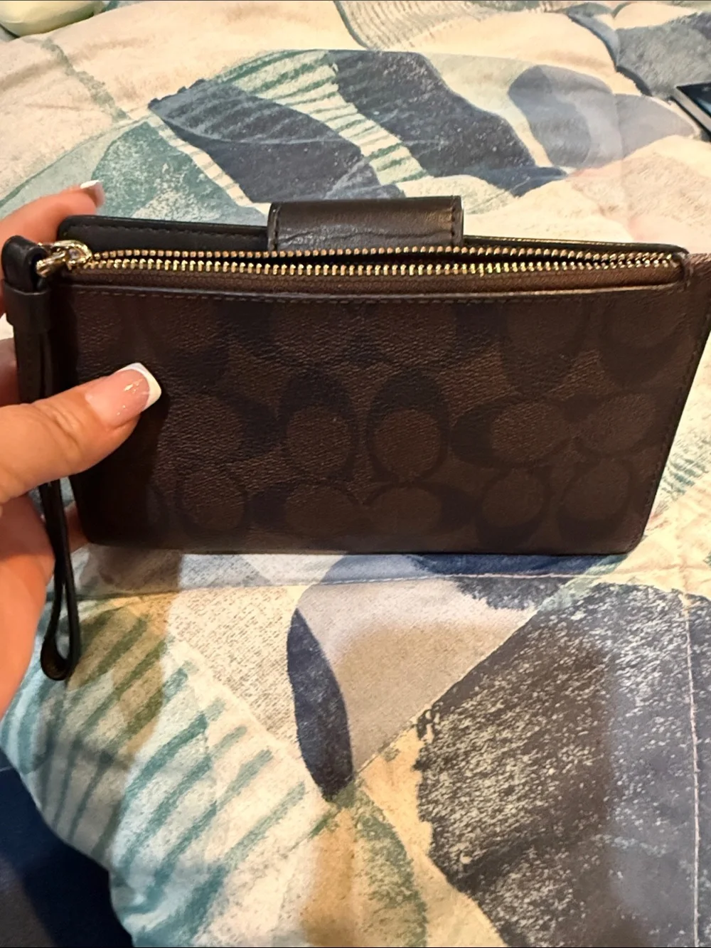Coach Brown and Black Signature Canvas phone Wallet - Picture 8 of 8
